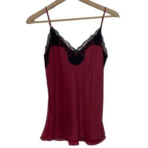 BOBSTORE | Red Spaghetti Strap Camisole with Black Lace Trim | Size PS